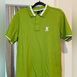 Green and white psycho bunny polo